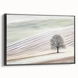 Framed abstract landscape canvas with a black frame, showcasing vibrant colors and dynamic patterns, perfect for modern home decor or office art.