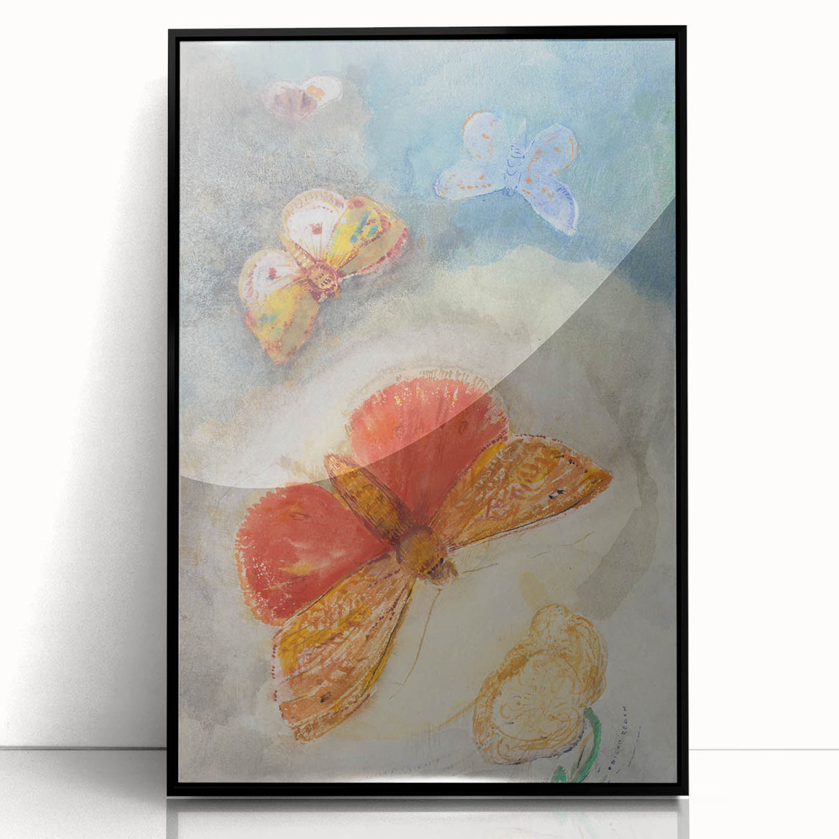 Whimsical Butterfly Wall Art - Dreamy Pastel Nature Decor with Flowers
