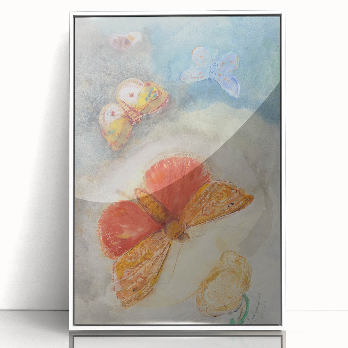 Whimsical Butterfly Wall Art - Dreamy Pastel Nature Decor with Flowers