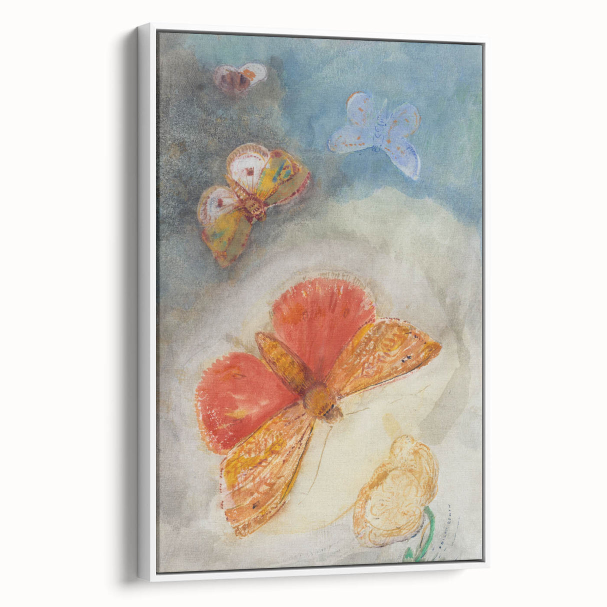 Whimsical Butterfly Wall Art - Dreamy Pastel Nature Decor with Flowers