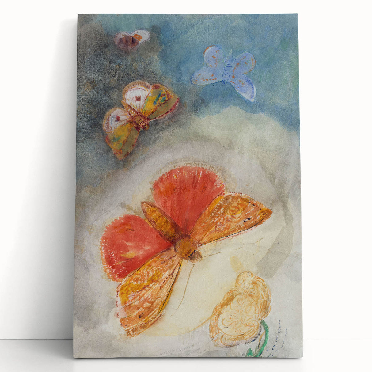 Whimsical Butterfly Wall Art - Dreamy Pastel Nature Decor with Flowers