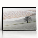 Abstract landscape artwork in a sleek black frame, showcasing vibrant colors and fluid shapes, designed to enhance modern interior decor and elevate artistic ambiance.