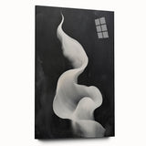 Abstract minimalist wall art design displayed in an acrylic glass frame, showcasing soft color gradients and geometric patterns, ideal for modern decor.
