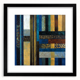 Modern Abstract Wall Art – Royal Blue, Gold & Patterned Canvas
