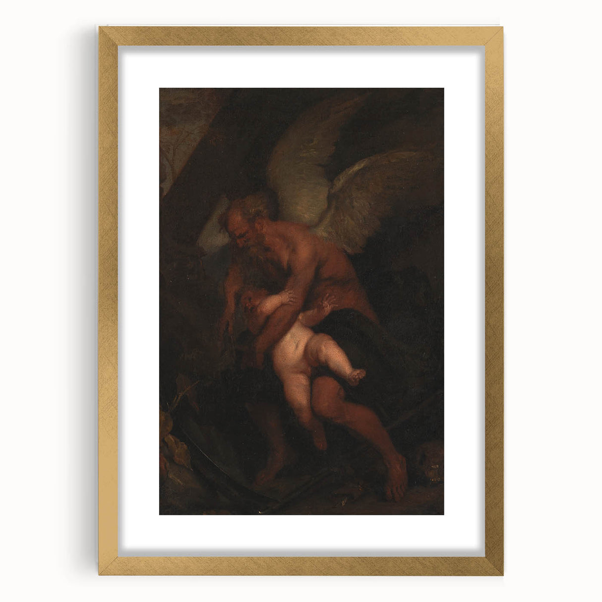 Baroque Angelic Struggle: Classic Art Print with Powerful Imagery