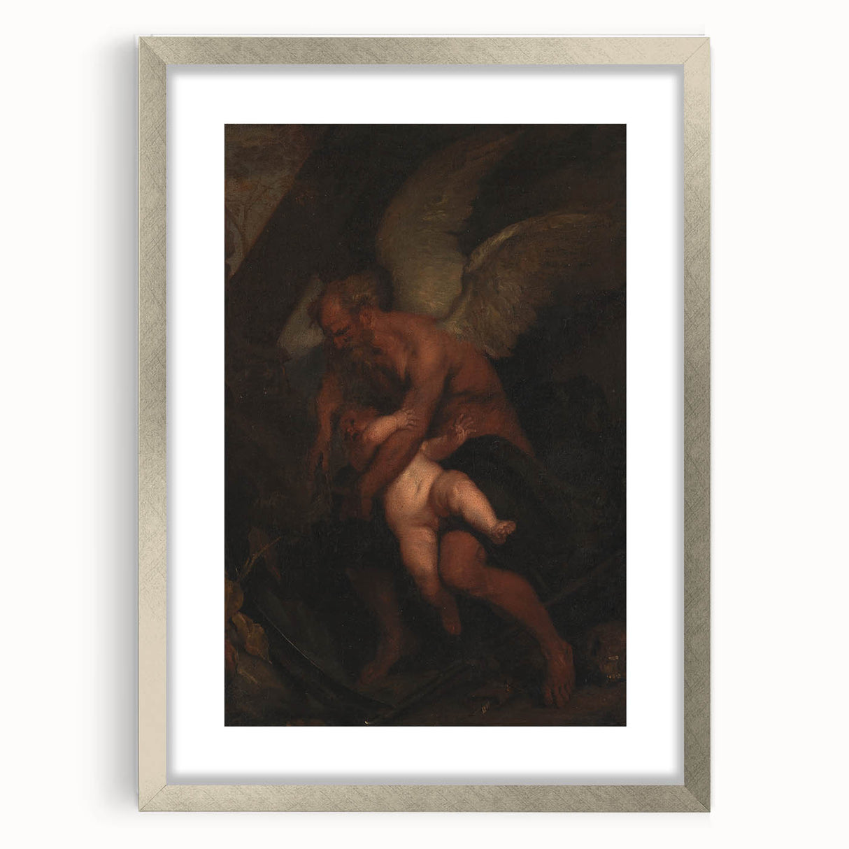Baroque Angelic Struggle: Classic Art Print with Powerful Imagery