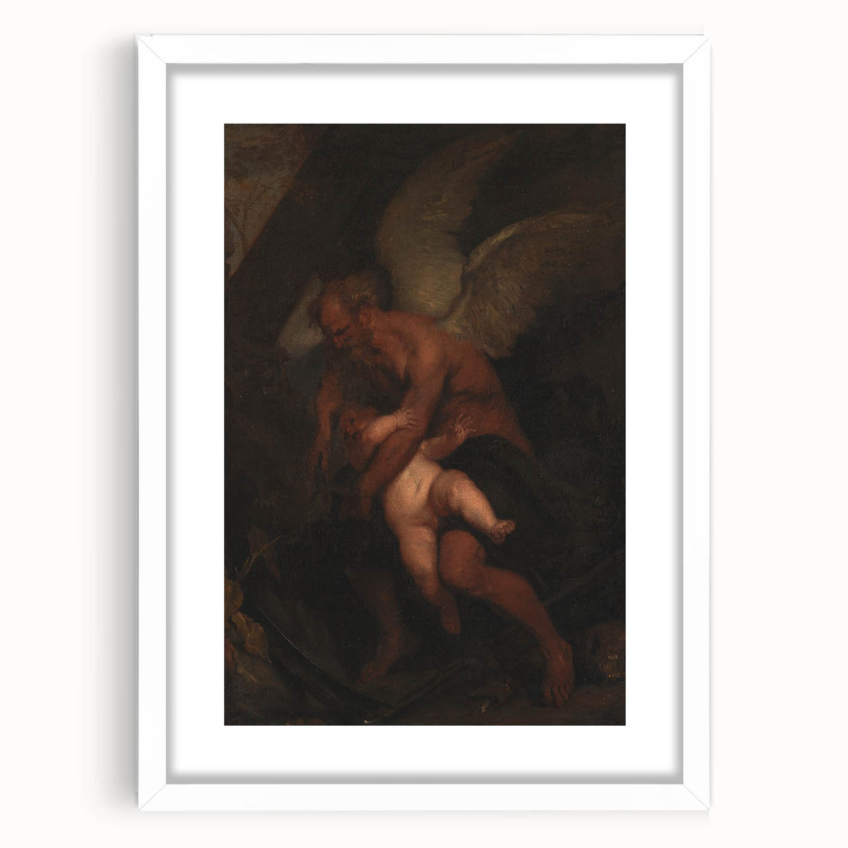 Baroque Angelic Struggle: Classic Art Print with Powerful Imagery