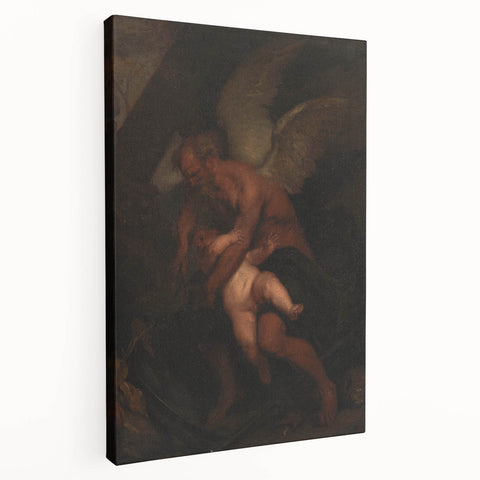 Baroque Angelic Struggle: Classic Art Print with Powerful Imagery