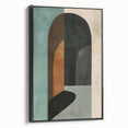 Framed minimalist wall art canvas with an abstract design in black, showcasing sleek lines and geometric shapes, perfect for modern home decor.