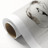 Abstract figurative art on rolled canvas showcasing vibrant colors and dynamic shapes, housed in a protective cardboard tube for easy transport and display.
