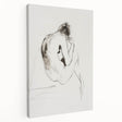 Abstract figurative stretched canvas artwork showcasing vibrant colors and dynamic shapes, displayed in a side view, perfect for modern home decor and artistic spaces.