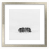 Abstract landscape artwork framed in silver, showcasing vibrant colors and intricate details, perfect for modern home decor or gallery display.