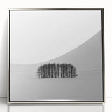 Framed abstract landscape artwork in silver acrylic, showcasing vibrant hues of blue and green with dynamic brushstrokes, perfect for modern home decor.