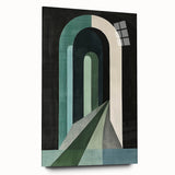 Abstract minimalist wall art featuring an acrylic glass design, showcasing soft pastel colors and geometric shapes, perfect for modern home decor. Side view highlights its sleek finish and versatile style, ideal for enhancing interior aesthetics.