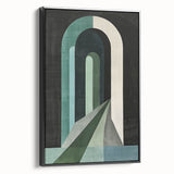 Framed minimalist wall art showcasing an abstract design in black, viewed from the side, perfect for modern home decor, adding sophistication to any room.