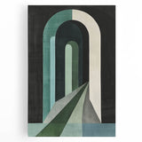 Abstract minimalist wall art on stretched canvas, showcasing soft pastel colors and geometric shapes, perfect for modern home decor and enhancing interior aesthetics.