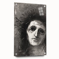 Expressive Monochrome Wall Art - Emotional Portrait by Odilon Redon