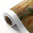 Art deco poster depicting a serene autumn scene in muted orange and brown tones on rolled canvas, ideal for nursery wall art.