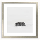Abstract landscape artwork framed in a sleek silver frame, showcasing vibrant colors and intricate details, perfect for modern home decor or office settings.
