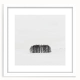 Abstract landscape artwork framed in a sleek white mat, showcasing vibrant colors and unique patterns, ideal for modern home decor or office spaces.