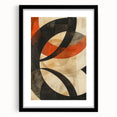 Abstract minimalist wall art framed in black with a white mat, showcasing geometric shapes and subtle colors, perfect for modern decor and stylish interiors.