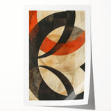 Abstract minimalist wall art print showcasing soft pastel colors and geometric shapes, rolled up for convenient shipping in a protective cardboard tube. Ideal for modern home decor.