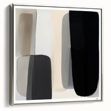 Modern Monochrome Abstract Wall Art – Black, Gray & Beige Canvas