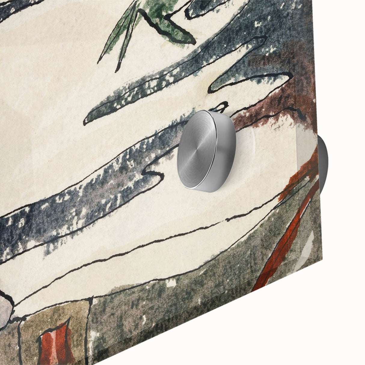 Abstract Snowy Landscape Wall Art - Modern Winter Rooftop Decor