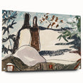 Abstract Snowy Landscape Wall Art - Modern Winter Rooftop Decor