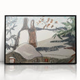 Abstract Snowy Landscape Wall Art - Modern Winter Rooftop Decor