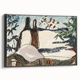 Abstract Snowy Landscape Wall Art - Modern Winter Rooftop Decor