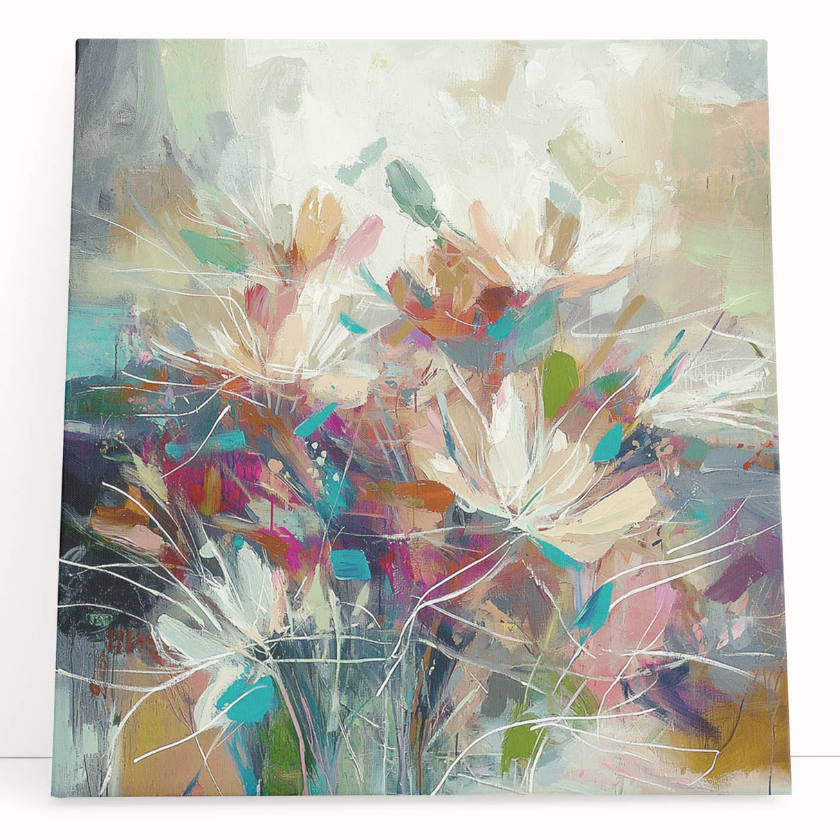 Modern Dining Room Art - Elegant Floral Canvas for Dining Spaces
