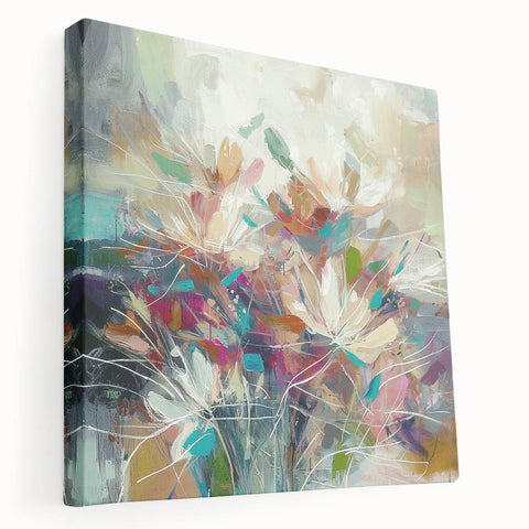 Modern Dining Room Art - Elegant Floral Canvas for Dining Spaces