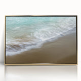 Framed acrylic art piece showcasing a stunning abstract landscape in gold tones, perfect for modern decor, enhancing any living space with elegance.