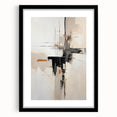 Abstract minimalist wall art framed in black with a white mat, showcasing geometric shapes and soft colors, perfect for modern home decor.