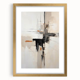 Abstract minimalist wall art framed in gold, featuring soft pastel colors and geometric shapes, designed to enhance modern home decor aesthetics.