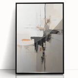 Framed abstract minimalist wall art in black acrylic, showcasing a sleek design that enhances modern decor, perfect for stylish home or office settings.