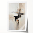 Abstract minimalist wall art print showcasing soft pastel colors and geometric shapes, elegantly rolled and packaged in a protective cardboard tube for easy transport and display.