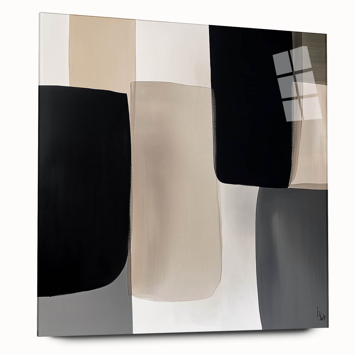 Minimalist Abstract Wall Art – Black, Beige & Gray Modern Canvas