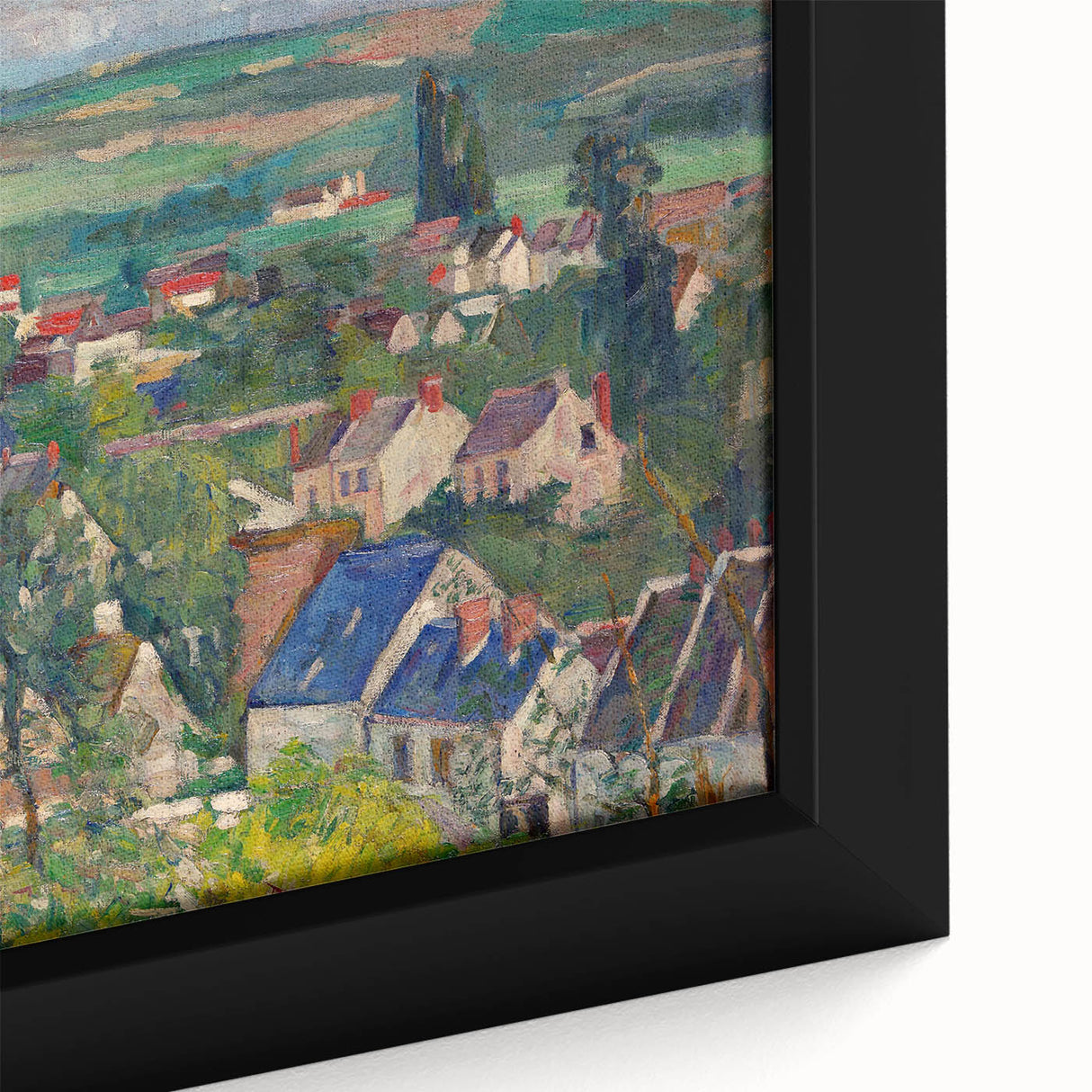 Panoramic Village Landscape Wall Art - Vibrant Modern Countryside Decor