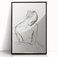 Framed abstract figurative artwork in black acrylic, showcasing dynamic shapes and bold contrasts, ideal for modern home decor or gallery display.