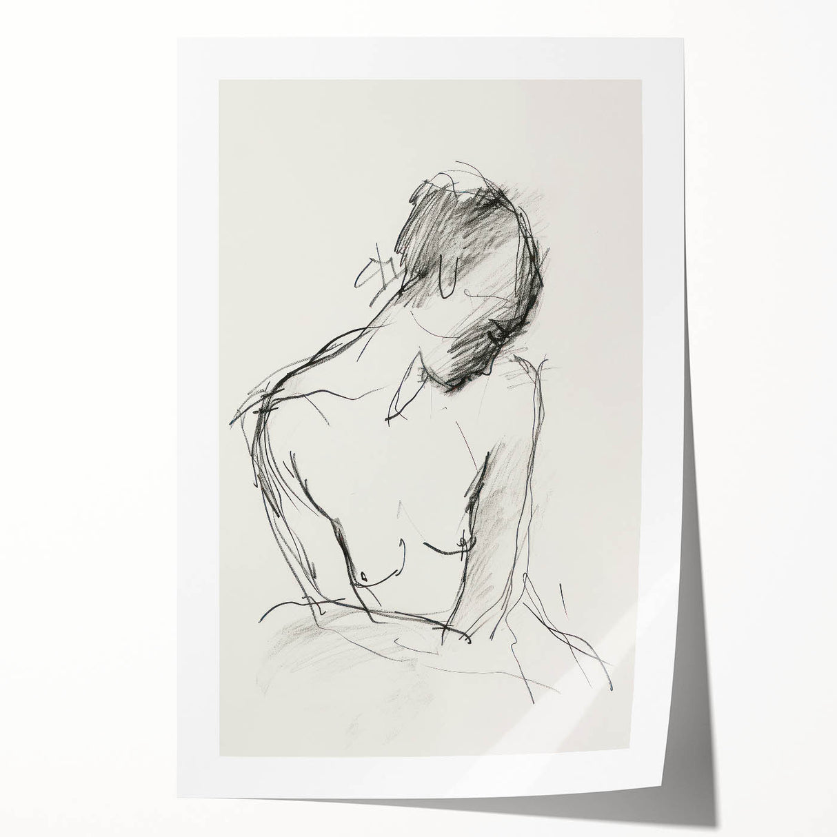 Abstract figurative art print showcasing vibrant colors and dynamic shapes, rolled and ready for display, highlighting modern artistic expression and creativity.