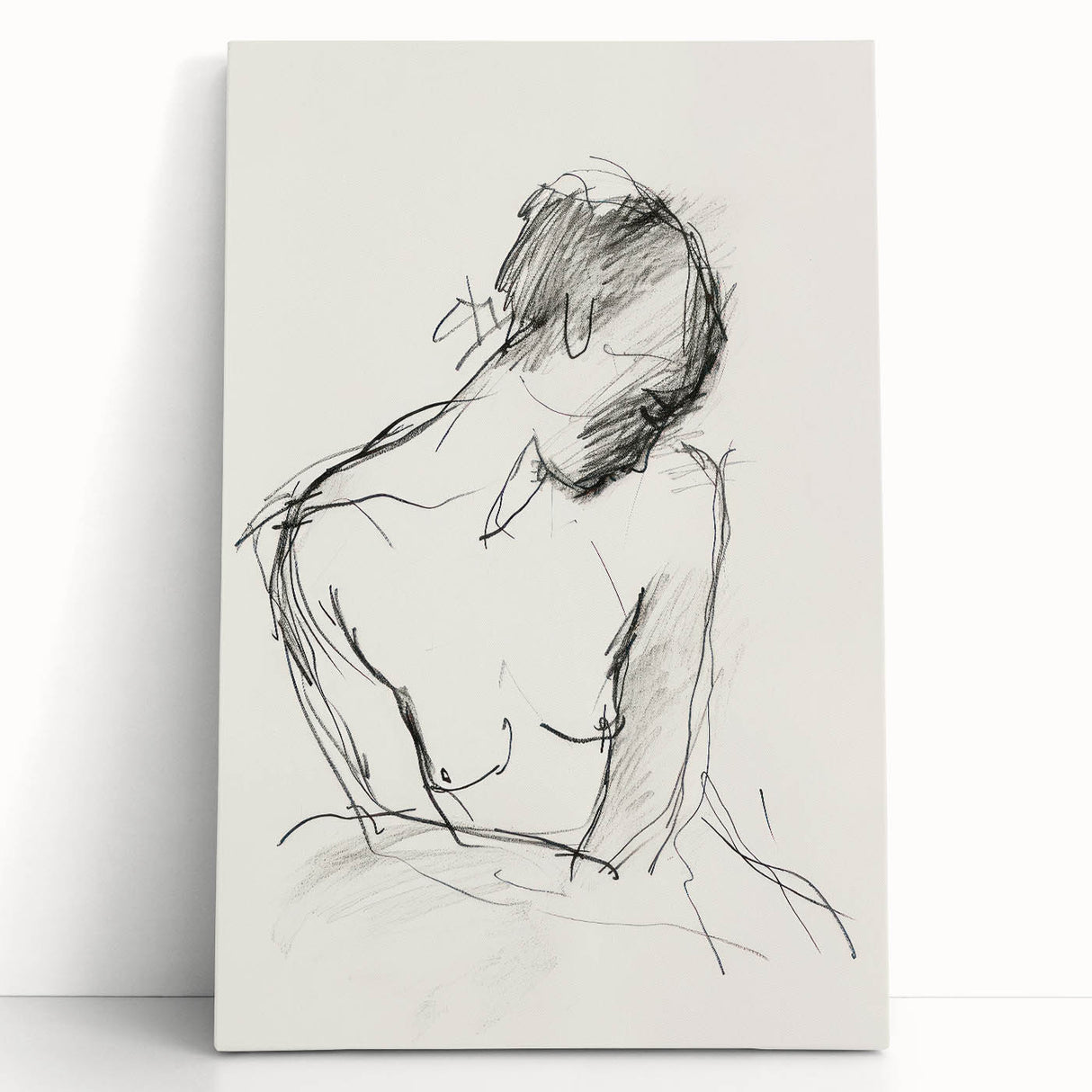 Abstract figurative art stretched canvas showcasing vibrant colors and dynamic shapes, perfect for modern home decor. Ideal for adding a contemporary touch to any space.