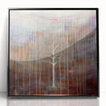 Framed acrylic artwork showcasing an abstract floral design in vibrant colors, featuring a sleek black frame, ideal for modern home decor or office settings.