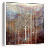 Framed canvas artwork featuring vibrant abstract floral designs in soft pastels, displayed from a white side view, perfect for modern home decor.
