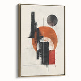 Abstract minimalist wall art framed canvas featuring a gold design, showcasing a sleek side view that highlights its elegant finish and modern aesthetic.