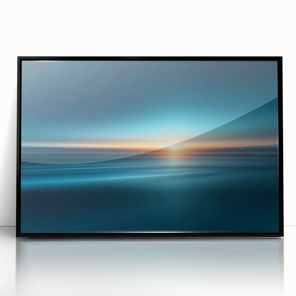 Serene Ocean Sunrise Wall Art – Abstract Blue Motion Photography