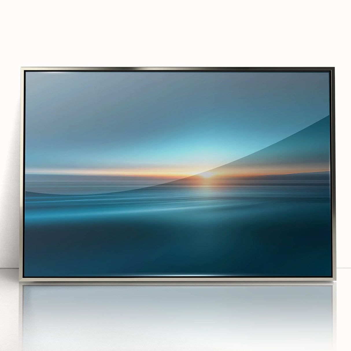 Serene Ocean Sunrise Wall Art – Abstract Blue Motion Photography