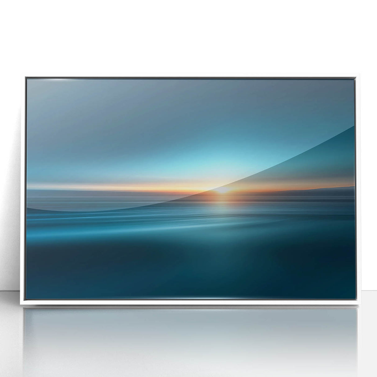 Serene Ocean Sunrise Wall Art – Abstract Blue Motion Photography