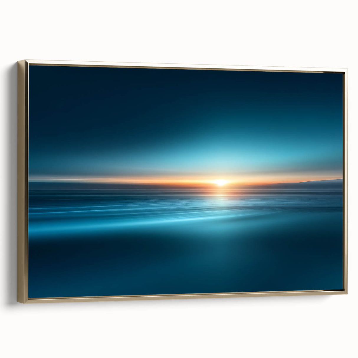 Serene Ocean Sunrise Wall Art – Abstract Blue Motion Photography